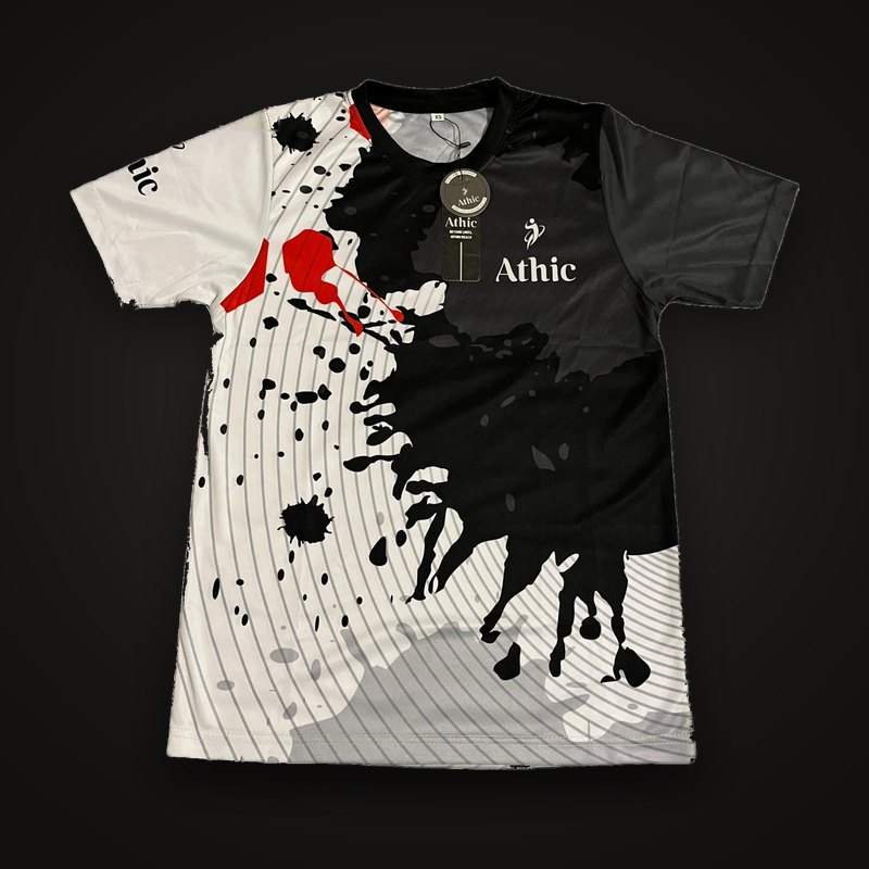 Athic Impact – Black & White Splatter Graphic Tee