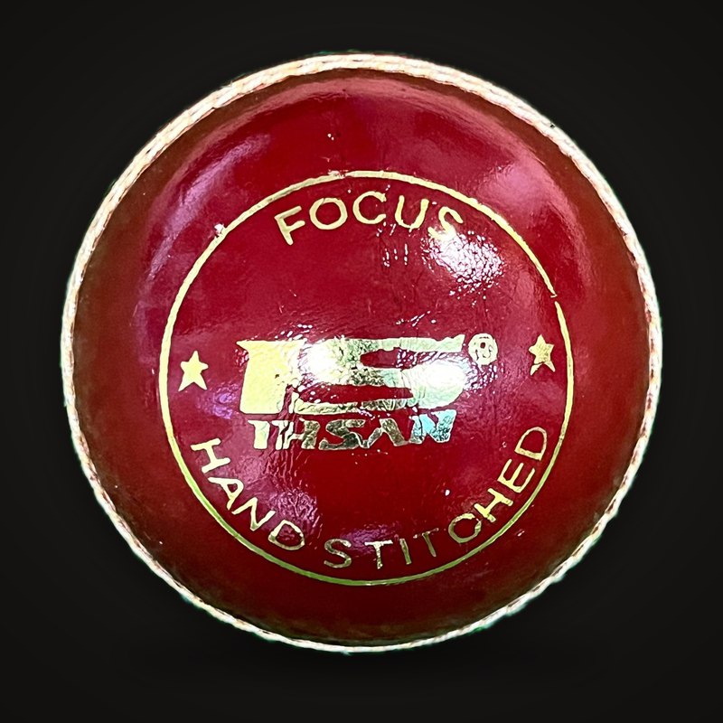 Ihsan Focus Red Cricket Ball – Match-Grade Leather with Hand-Stitched Precision