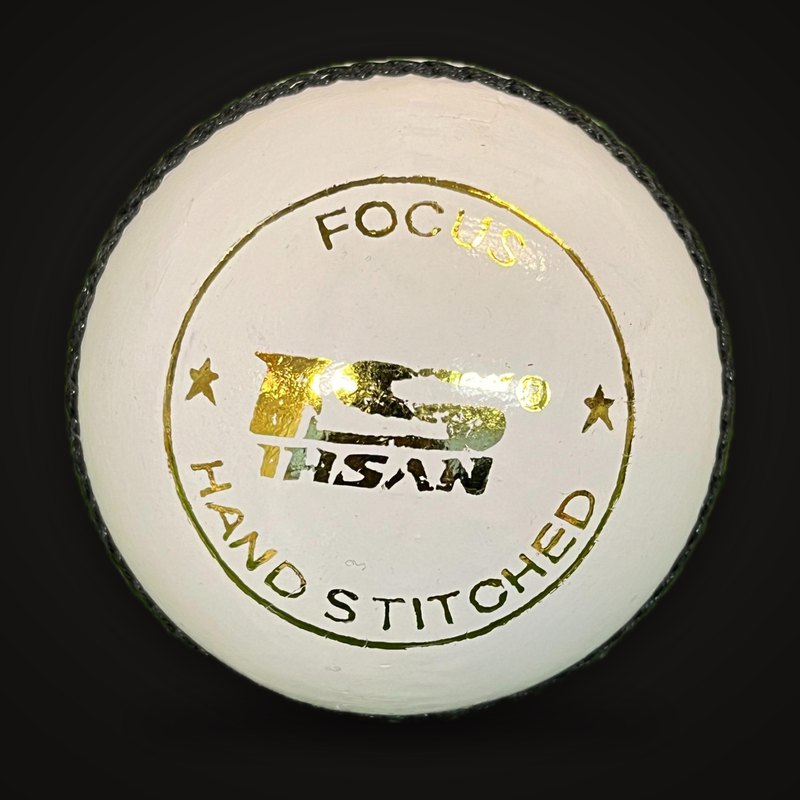 Ihsan Focus White Cricket Ball – Hand-Stitched Excellence for Match Play