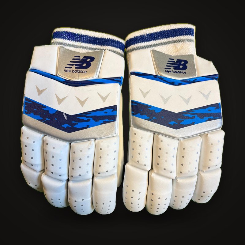 New Balance DC Batting Gloves – White & Blue Edition