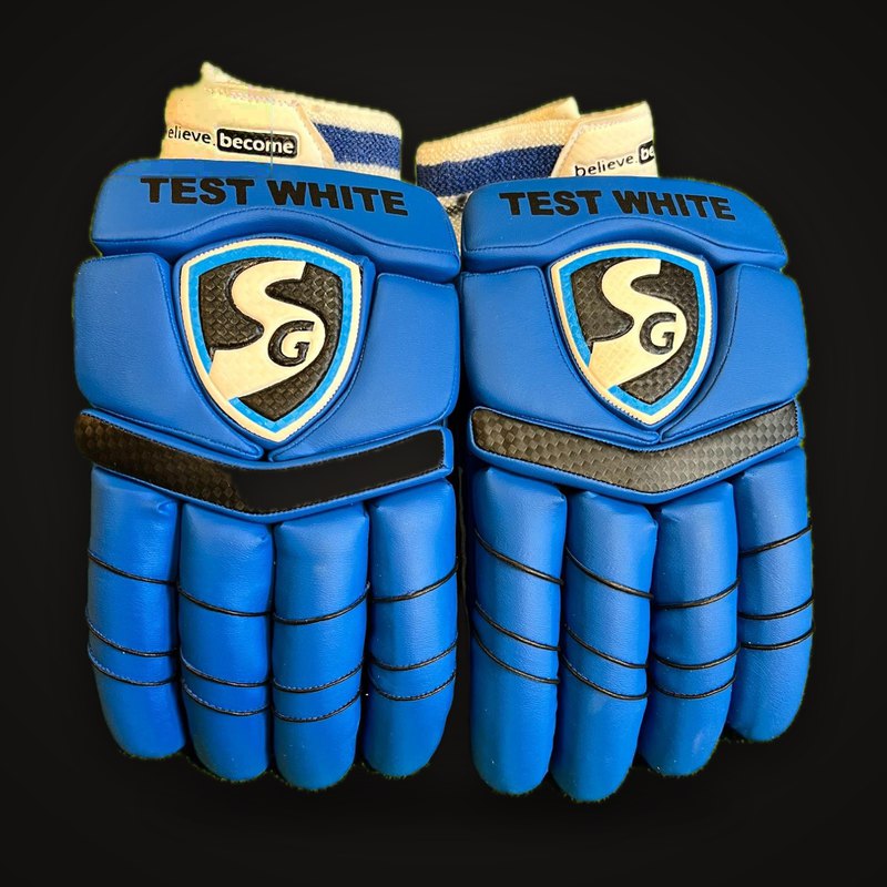 SG Test White Batting Gloves – Blue Edition