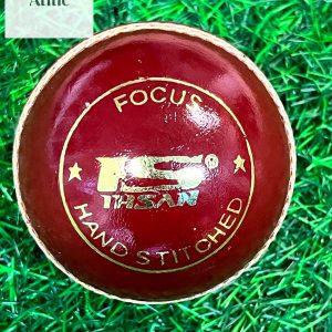 Ihsan Focus Red Cricket Ball – Match-Grade Leather with Hand-Stitched Precision
